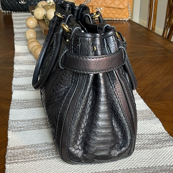 🔥VINTAGE🔥GUCCI Python Medium GG Running Tote Black - Picture 3 of 10